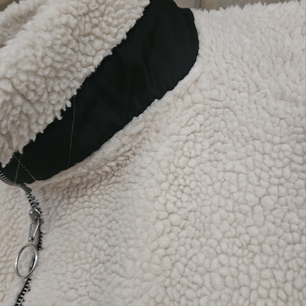 H&M Faux Shearling Jacket- Light beige/black. Size small - Picture 11 of 15